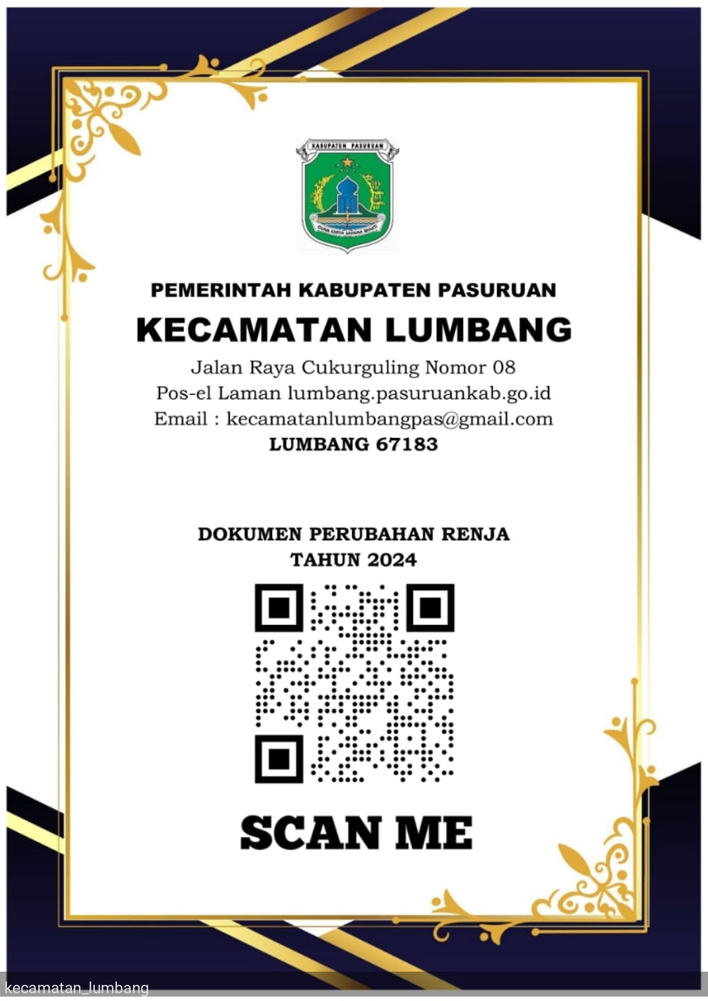 RENCANA KERJA PERUBAHAN (RENJA PERUBAHAN) KECAMATAN LUMBANG KABUPATEN PASURUAN TAHUN 2025